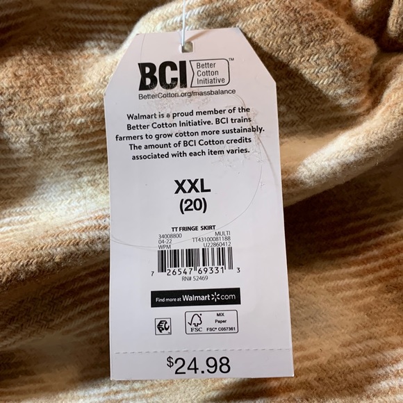 NWT Time and Tru XLorXXL camel & beige plaid faux wrap fringe heavy skirt - Picture 11 of 16